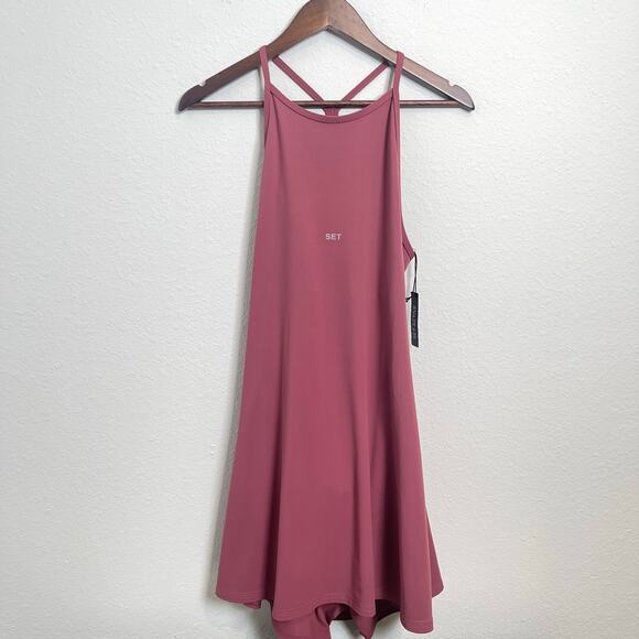 SET Active Sportbody XL Mauve Pink Racerback Flare Active Dress Built-In Shorts - Picture 2 of 13